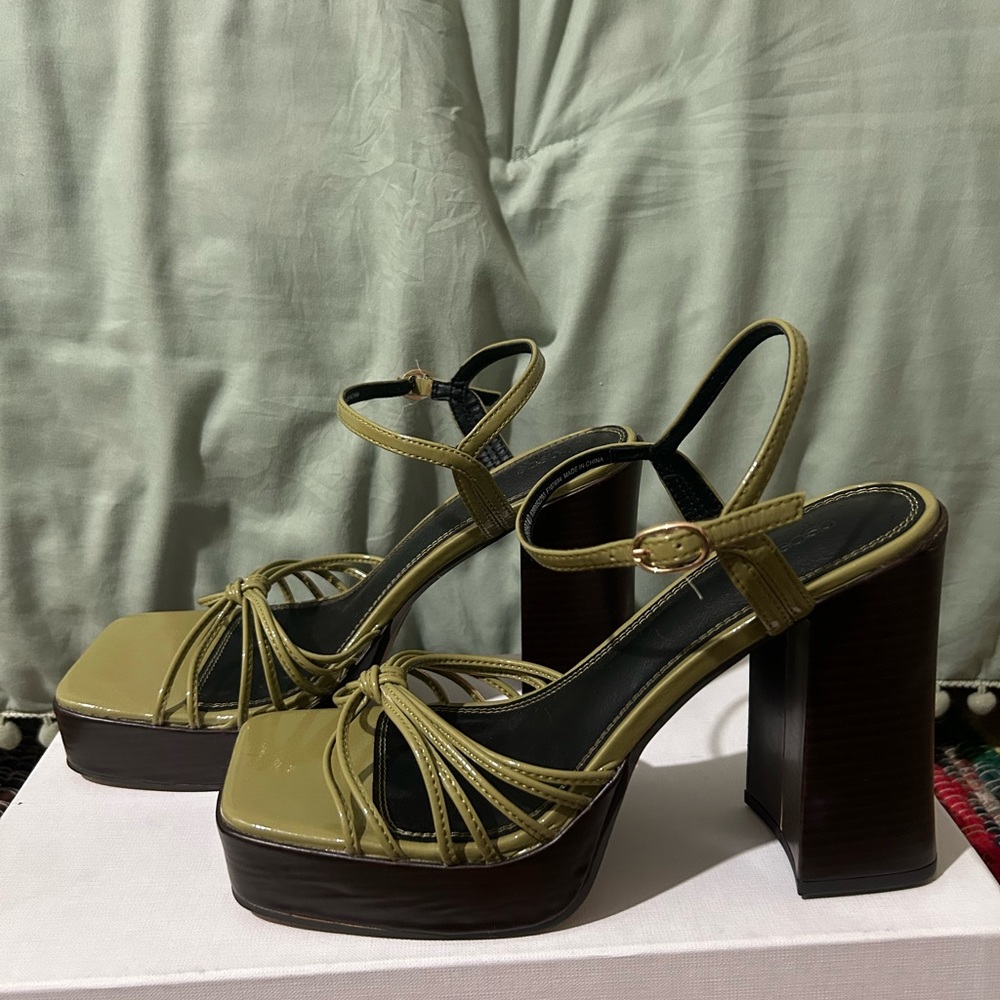 ASOS square toe platform heels